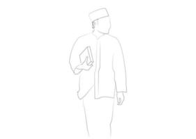 muslimischer Mann Strichbild auf einem weißen isolierten Hintergrund vektor