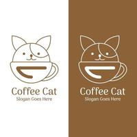 Kaffee-Katzen-Logo-Design. Vektor-Illustration vektor