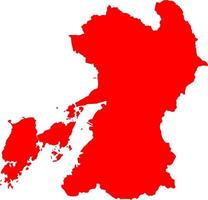 siluett av japan land karta, karta över kumamoto vektor