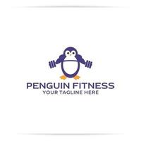 pingvin fitness logotyp design vektor, arm, muskler. vektor