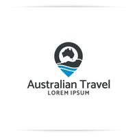 ocation Australien logotyp design vektor, pin, resor, karta vektor