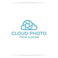 Cloud-Foto-Logo-Design-Vektor, Kamera, Objektiv, Himmel. vektor