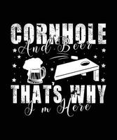 majshål och öl det är därför jag är här. cornhole vintage t-shirt design. vektor