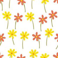 sömlös söta handritade blommor mönster bakgrund, gratulationskort eller tyg vektor