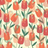 Nahtloser abstrakter roter Tulpenblumen-Musterhintergrund, Grußkarte oder Stoff vektor