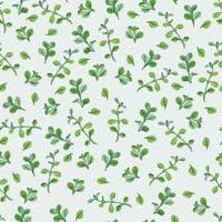 Nahtlose Doodle grüne kleine Blätter Muster Hintergrund, Grußkarte oder Stoff vektor