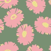 sömlös doodle abstrakt rosa blommor mönster bakgrund, gratulationskort eller tyg vektor