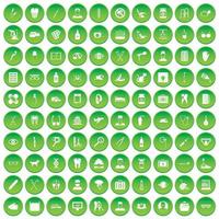 100 vårdikoner som grön cirkel vektor
