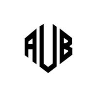 aub letter logotyp design med polygon form. aub polygon och kubform logotypdesign. aub hexagon vektor logotyp mall vita och svarta färger. aub monogram, affärs- och fastighetslogotyp.