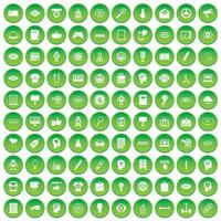 100 kreative Marketing-Symbole setzen grünen Kreis vektor