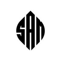 Sam-Kreis-Buchstaben-Logo-Design mit Kreis- und Ellipsenform. Sam Ellipsenbuchstaben mit typografischem Stil. Die drei Initialen bilden ein Kreislogo. Sam-Kreis-Emblem abstrakter Monogramm-Buchstaben-Markierungsvektor. vektor