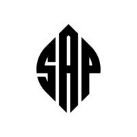 SAP-Kreis-Buchstaben-Logo-Design mit Kreis- und Ellipsenform. sap ellipsenbuchstaben mit typografischem stil. Die drei Initialen bilden ein Kreislogo. SAP-Kreis-Emblem abstrakter Monogramm-Buchstaben-Markenvektor. vektor