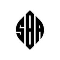 sba-Kreis-Buchstaben-Logo-Design mit Kreis- und Ellipsenform. sba ellipsenbuchstaben mit typografischem stil. Die drei Initialen bilden ein Kreislogo. sba-Kreis-Emblem abstrakter Monogramm-Buchstaben-Markenvektor. vektor