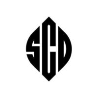 scd-Kreisbuchstaben-Logo-Design mit Kreis- und Ellipsenform. scd ellipsenbuchstaben mit typografischem stil. Die drei Initialen bilden ein Kreislogo. SCD-Kreis-Emblem abstrakter Monogramm-Buchstaben-Markierungsvektor. vektor