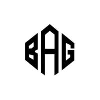 Taschenbuchstabe-Logo-Design mit Polygonform. Beutel-Polygon- und Würfelform-Logo-Design. Tasche Sechseck-Vektor-Logo-Vorlage in weißen und schwarzen Farben. Taschenmonogramm, Geschäfts- und Immobilienlogo. vektor