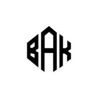 bak-Buchstaben-Logo-Design mit Polygonform. Bak-Polygon- und Würfelform-Logo-Design. Bak Sechseck-Vektor-Logo-Vorlage in weißen und schwarzen Farben. bak-monogramm, geschäfts- und immobilienlogo. vektor