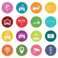 Parkplatz-Set-Icons viele Farben gesetzt vektor