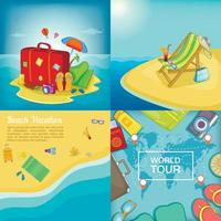 Sea Rest Banner-Set, Cartoon-Stil vektor