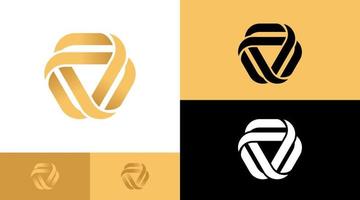 gyllene triangel linje logotyp designkoncept vektor