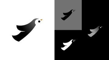 pingvin flygande flygplan antartika flygplan logotyp designkoncept vektor