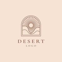 öken linje disposition logotyp mall, märke för resor, turism och ekologi koncept, hälsa, yoga center vektor