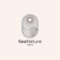 Ocean Sun Line Umriss Logo Design, Sea Line Umriss Logo vektor