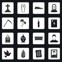 begravning ikoner som rutor vektor