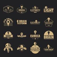 Lampe-Logo-Icons gesetzt, einfachen Stil vektor