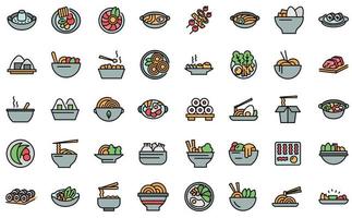 Symbole der koreanischen Küche setzen Linienfarbvektor vektor