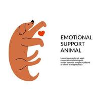 emotionales Unterstützungskonzept für Tiere. Design für Postkarten, Flyer. schöner Hund. vektorillustration im handzeichnungsstil vektor