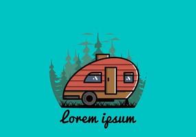 teardrop camper vintage illustration design vektor