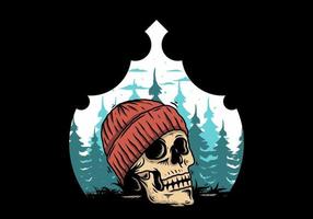 schädelkopf mit beanie-illustrationsdesign vektor