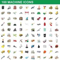 100 Maschinensymbole im Cartoon-Stil vektor