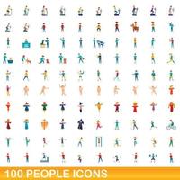 100 Personen Icons Set, Cartoon-Stil vektor