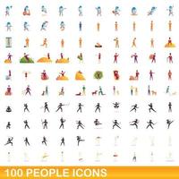 100 Personen Icons Set, Cartoon-Stil vektor