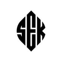 sek cirkelbokstavslogodesign med cirkel och ellipsform. sek ellipsbokstäver med typografisk stil. de tre initialerna bildar en cirkellogotyp. sek cirkel emblem abstrakt monogram bokstav märke vektor. vektor