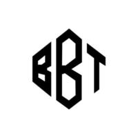 bbt brev logotyp design med polygon form. bbt polygon och kubform logotypdesign. bbt hexagon vektor logotyp mall vita och svarta färger. bbt-monogram, affärs- och fastighetslogotyp.