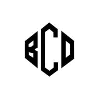 bco-Buchstaben-Logo-Design mit Polygonform. bco Polygon- und Würfelform-Logo-Design. bco Sechseck-Vektor-Logo-Vorlage in weißen und schwarzen Farben. bco monogramm, geschäfts- und immobilienlogo. vektor