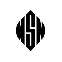 nsn-Kreisbuchstabe-Logo-Design mit Kreis- und Ellipsenform. nsn Ellipsenbuchstaben mit typografischem Stil. Die drei Initialen bilden ein Kreislogo. NSN-Kreis-Emblem abstrakter Monogramm-Buchstaben-Markierungsvektor. vektor