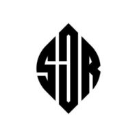 sjr-Kreisbuchstabe-Logo-Design mit Kreis- und Ellipsenform. sjr Ellipsenbuchstaben mit typografischem Stil. Die drei Initialen bilden ein Kreislogo. sjr Kreisemblem abstrakter Monogramm-Buchstabenmarkierungsvektor. vektor