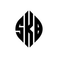 skb-Kreisbuchstaben-Logo-Design mit Kreis- und Ellipsenform. skb Ellipsenbuchstaben mit typografischem Stil. Die drei Initialen bilden ein Kreislogo. skb-Kreis-Emblem abstrakter Monogramm-Buchstaben-Markierungsvektor. vektor