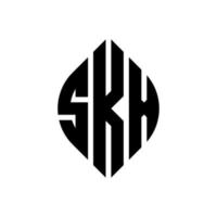 skx-Kreisbuchstaben-Logo-Design mit Kreis- und Ellipsenform. SKX-Ellipsenbuchstaben mit typografischem Stil. Die drei Initialen bilden ein Kreislogo. skx Kreisemblem abstrakter Monogramm-Buchstabenmarkierungsvektor. vektor