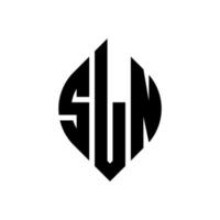 sln-Kreisbuchstaben-Logo-Design mit Kreis- und Ellipsenform. sln Ellipsenbuchstaben mit typografischem Stil. Die drei Initialen bilden ein Kreislogo. sln Kreisemblem abstrakter Monogramm-Buchstabenmarkierungsvektor. vektor