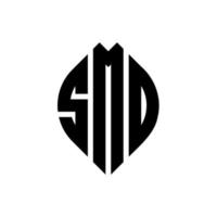 Smo-Kreis-Buchstaben-Logo-Design mit Kreis- und Ellipsenform. Smo-Ellipsenbuchstaben mit typografischem Stil. Die drei Initialen bilden ein Kreislogo. Smo-Kreis-Emblem abstrakter Monogramm-Buchstaben-Markierungsvektor. vektor
