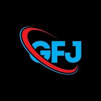 gfj logotyp. gfj brev. gfj bokstavslogotypdesign. initialer gfj logotyp länkad med cirkel och versaler monogram logotyp. gfj typografi för teknik, företag och fastighetsmärke. vektor