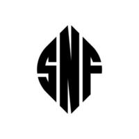 snf-Kreisbuchstaben-Logo-Design mit Kreis- und Ellipsenform. snf ellipsenbuchstaben mit typografischem stil. Die drei Initialen bilden ein Kreislogo. snf-Kreis-Emblem abstrakter Monogramm-Buchstaben-Markierungsvektor. vektor