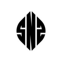 snz-Kreisbuchstabe-Logo-Design mit Kreis- und Ellipsenform. snz Ellipsenbuchstaben mit typografischem Stil. Die drei Initialen bilden ein Kreislogo. snz-Kreis-Emblem abstrakter Monogramm-Buchstaben-Markierungsvektor. vektor