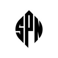 spn-Kreis-Buchstaben-Logo-Design mit Kreis- und Ellipsenform. spn Ellipsenbuchstaben mit typografischem Stil. Die drei Initialen bilden ein Kreislogo. spn-Kreis-Emblem abstrakter Monogramm-Buchstaben-Markierungsvektor. vektor