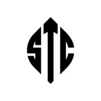 stc-Kreisbuchstaben-Logo-Design mit Kreis- und Ellipsenform. stc Ellipsenbuchstaben mit typografischem Stil. Die drei Initialen bilden ein Kreislogo. stc-Kreis-Emblem abstrakter Monogramm-Buchstaben-Markierungsvektor. vektor