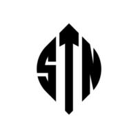 stn-Kreisbuchstaben-Logo-Design mit Kreis- und Ellipsenform. stn Ellipsenbuchstaben mit typografischem Stil. Die drei Initialen bilden ein Kreislogo. STN-Kreis-Emblem abstrakter Monogramm-Buchstaben-Markierungsvektor. vektor